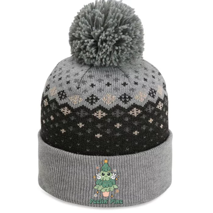 Feelin Pine Funny Christmas Tree The Baniff Cuffed Pom Beanie