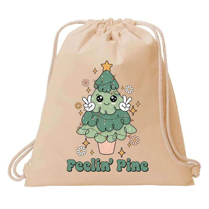 Feelin Pine Funny Christmas Tree Drawstring Bag