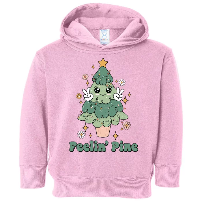 Feelin Pine Funny Christmas Tree Toddler Hoodie