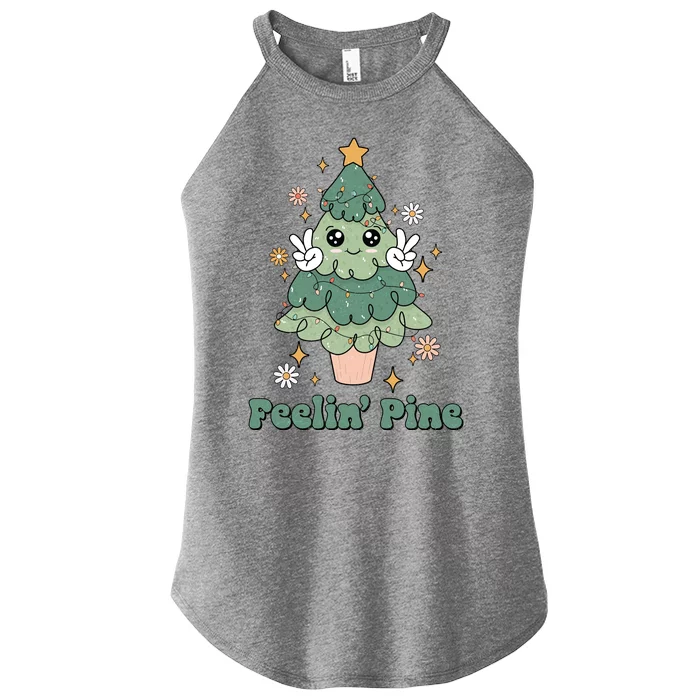 Feelin Pine Funny Christmas Tree Women’s Perfect Tri Rocker Tank