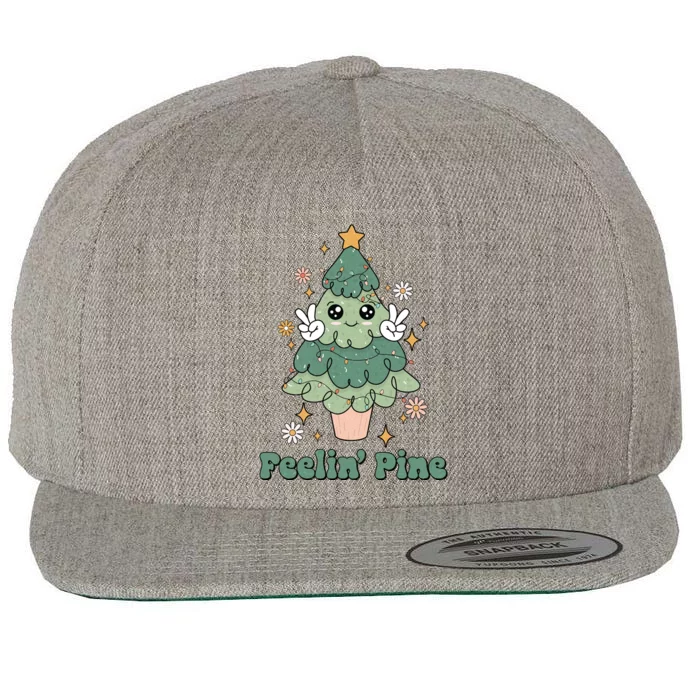 Feelin Pine Funny Christmas Tree Wool Snapback Cap