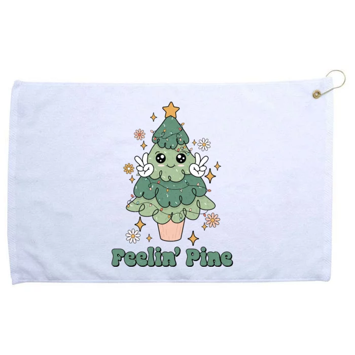 Feelin Pine Funny Christmas Tree Grommeted Golf Towel