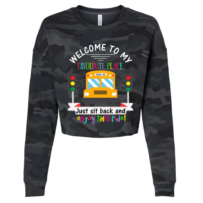 Favourite Place Funny School Bus Driver Back To School Cropped Pullover Crew