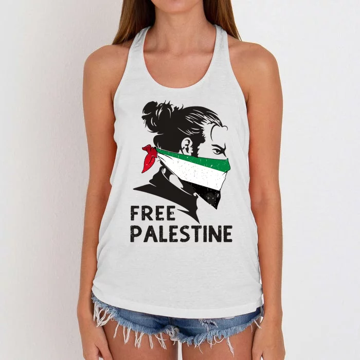 Free Palestine Flag Save Gaza End Occupation Palestinian Women's Knotted Racerback Tank