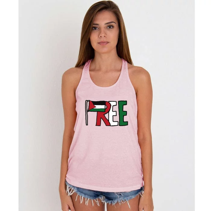 Free Palestine Women's Knotted Racerback Tank