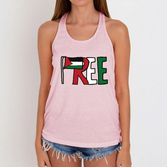 Free Palestine Women's Knotted Racerback Tank