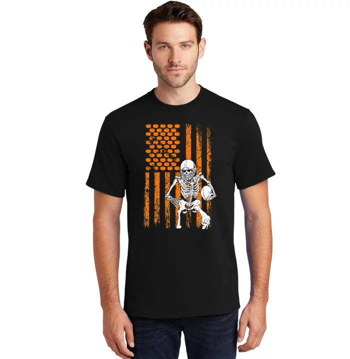 Football Player Fan Gift Skeleton Halloween Tall T-Shirt