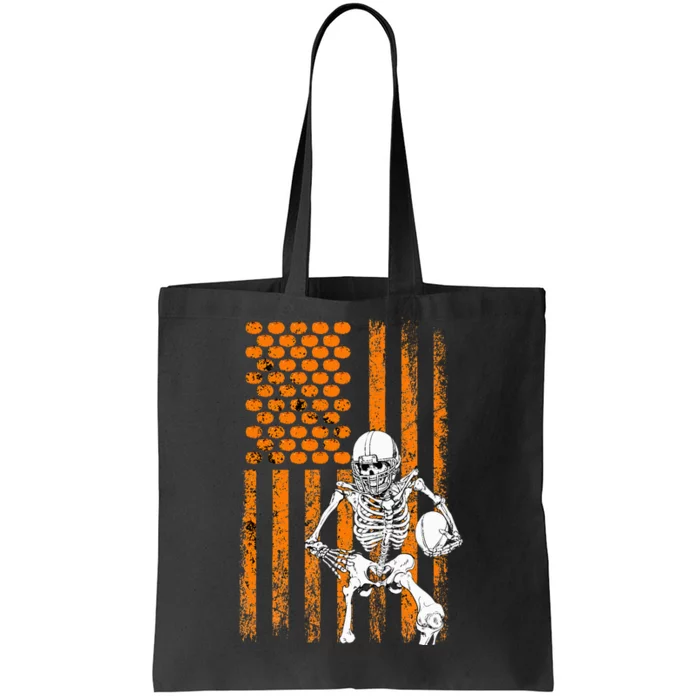 Football Player Fan Gift Skeleton Halloween Tote Bag