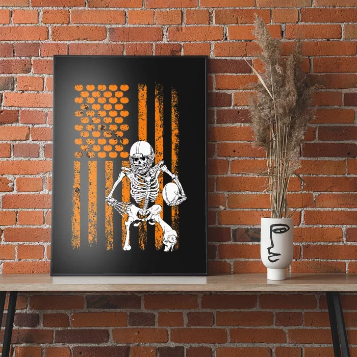 Football Player Fan Gift Skeleton Halloween Poster