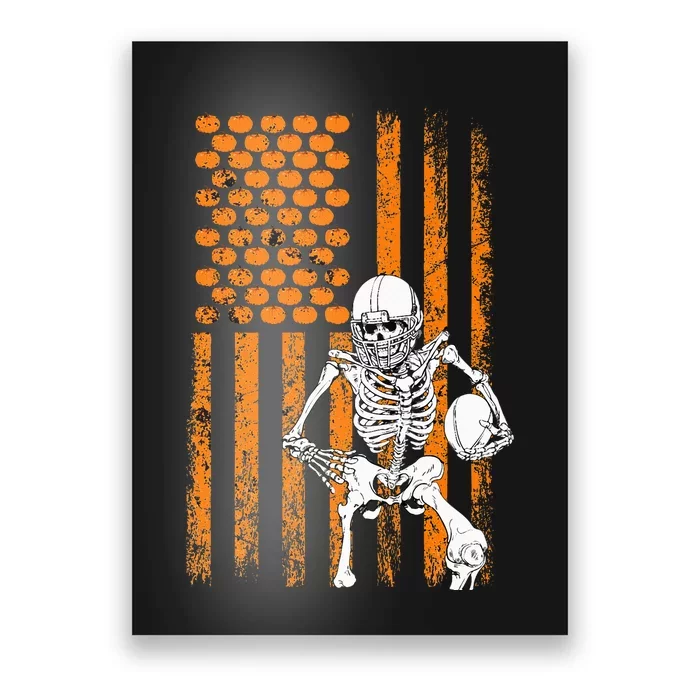 Football Player Fan Gift Skeleton Halloween Poster