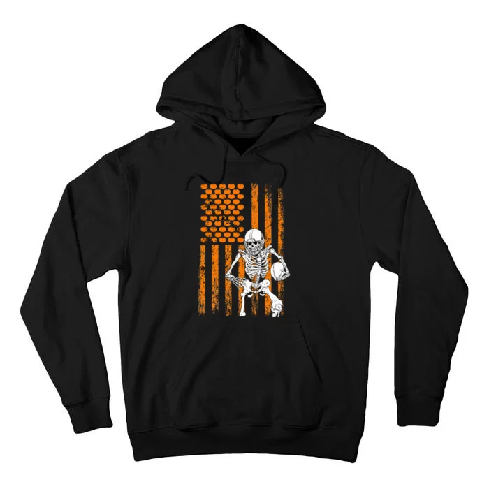 Football Player Fan Gift Skeleton Halloween Tall Hoodie