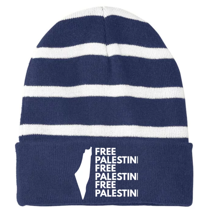 Free Palestine Striped Beanie with Solid Band