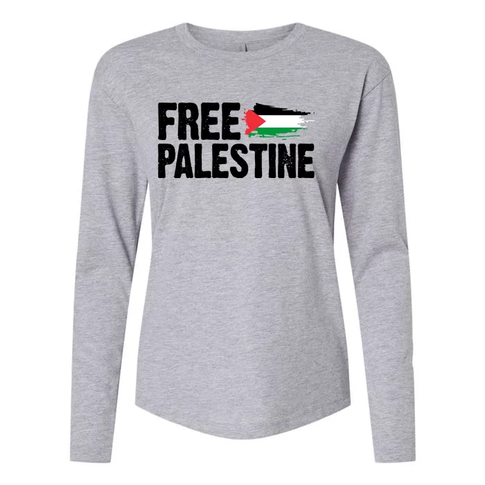 Free Palestine Flag Womens Cotton Relaxed Long Sleeve T-Shirt