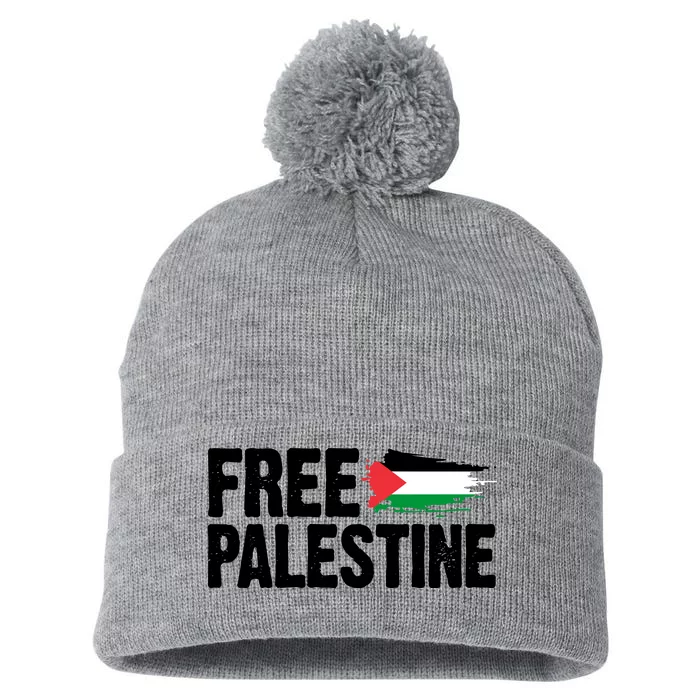 Free Palestine Flag Pom Pom 12in Knit Beanie