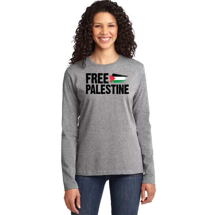 Free Palestine Flag Ladies Long Sleeve Shirt