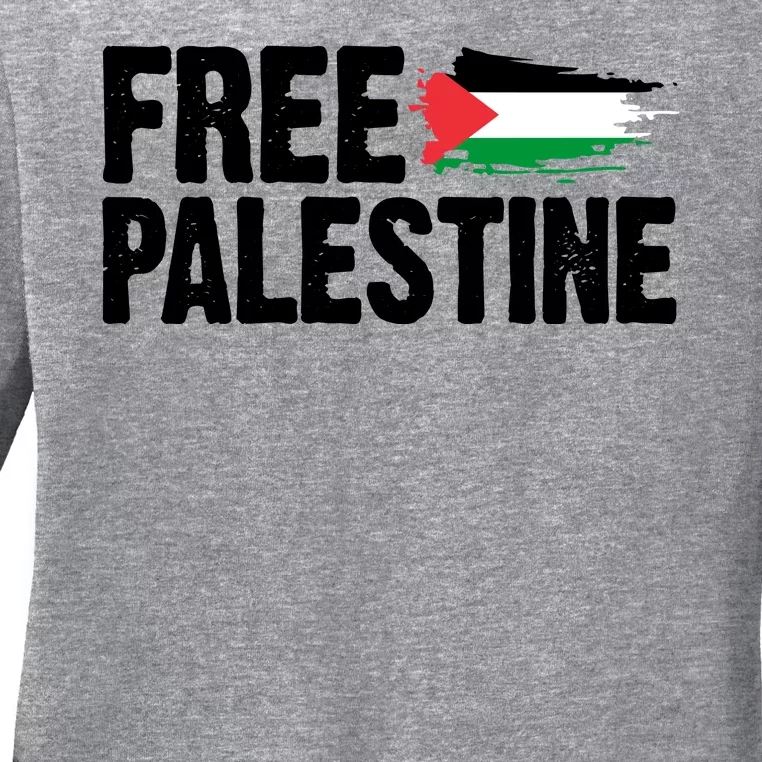 Free Palestine Flag Ladies Long Sleeve Shirt