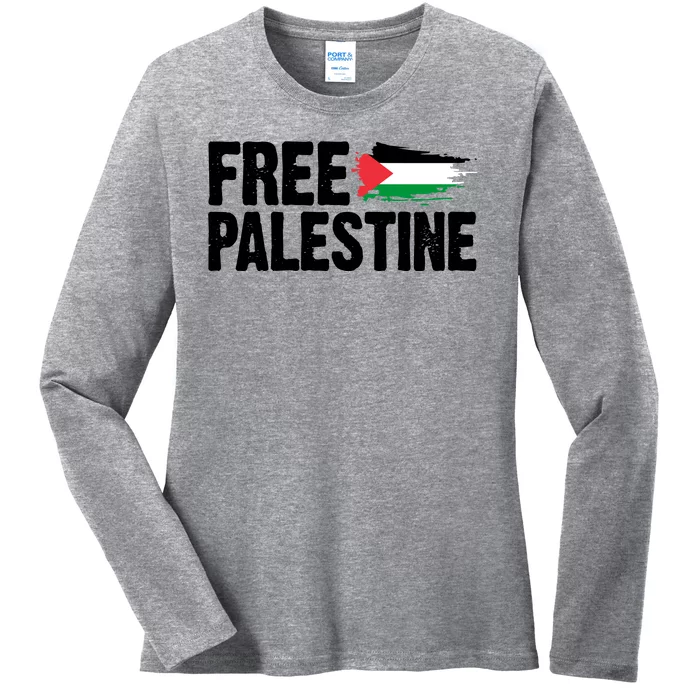 Free Palestine Flag Ladies Long Sleeve Shirt