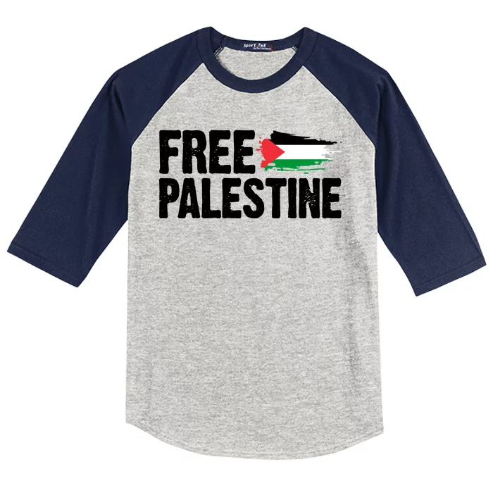 Free Palestine Flag Kids Colorblock Raglan Jersey