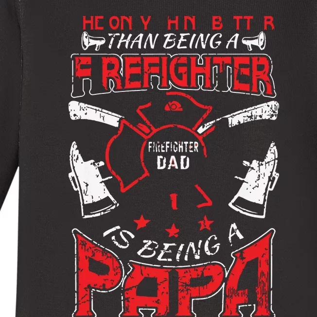 Firefighter Papa Fire Fighter Dad For Fathers Day Fireman Baby Long Sleeve Bodysuit