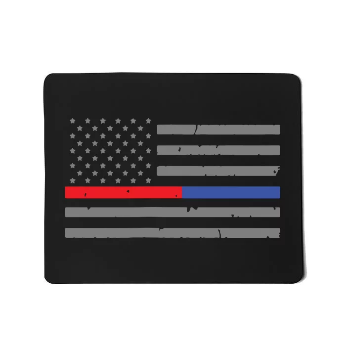 Firefighter Police Flag Thin Red Blue Line Mousepad