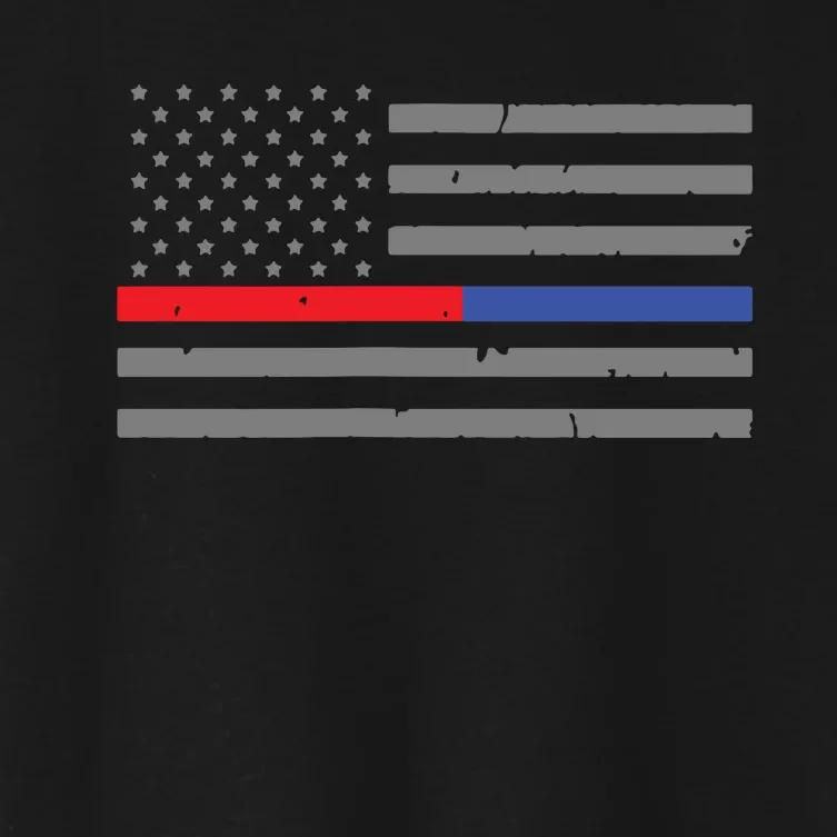 Firefighter Police Flag Thin Red Blue Line Women's Crop Top Tee