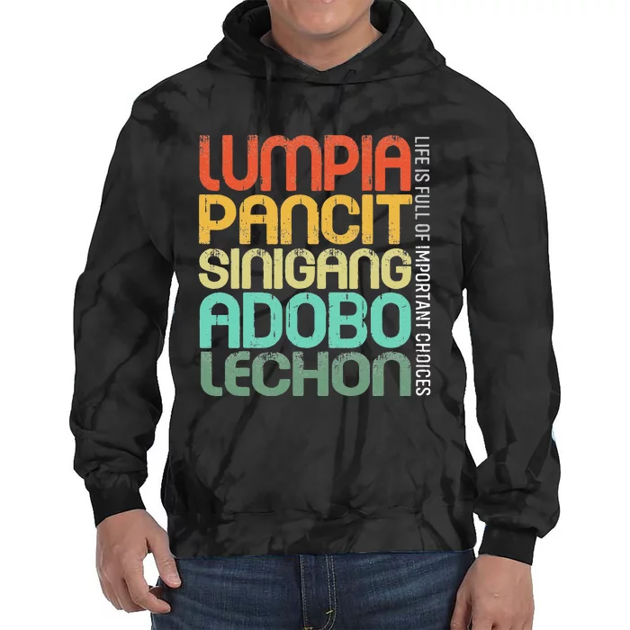 Filipino Philippine Food Lumpia Pancit Sinigang Adobo Lechon Tie Dye Hoodie