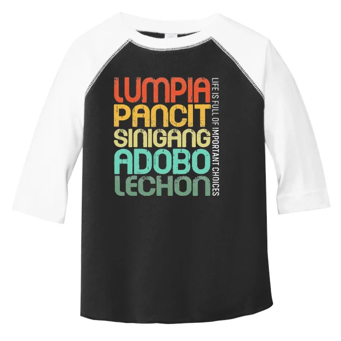 Filipino Philippine Food Lumpia Pancit Sinigang Adobo Lechon Toddler Fine Jersey T-Shirt