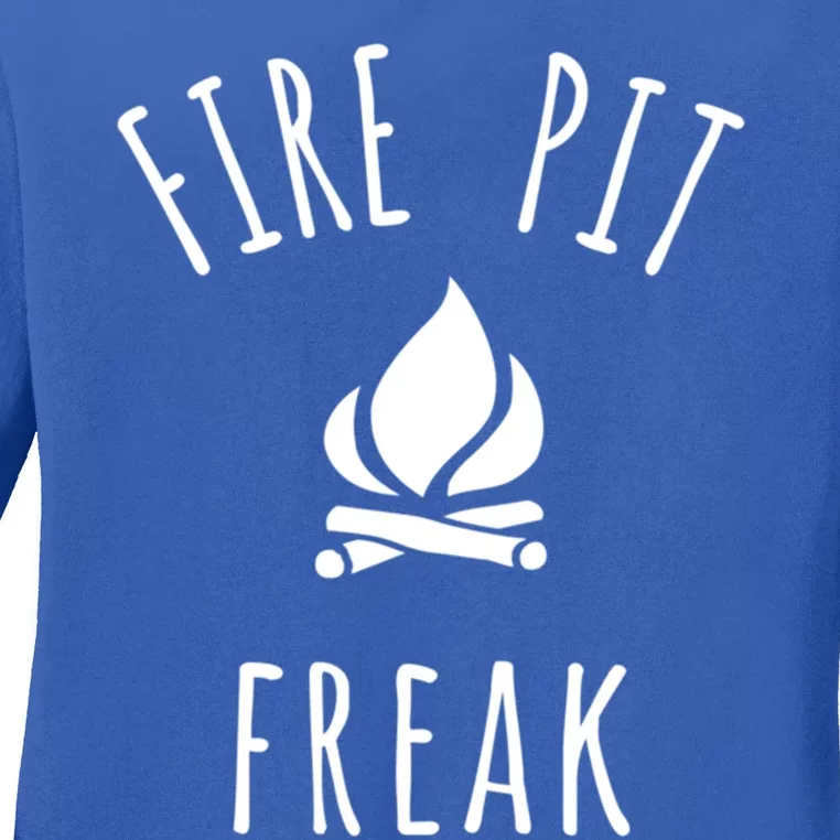 Fire Pit Freak Crazy Funny Gift Idea With Campfire Flames Great Gift Ladies Long Sleeve Shirt