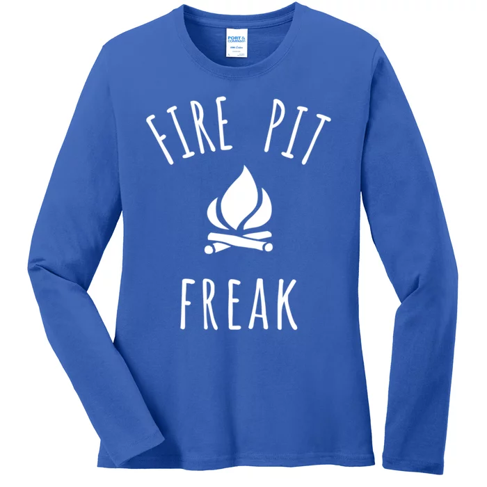 Fire Pit Freak Crazy Funny Gift Idea With Campfire Flames Great Gift Ladies Long Sleeve Shirt