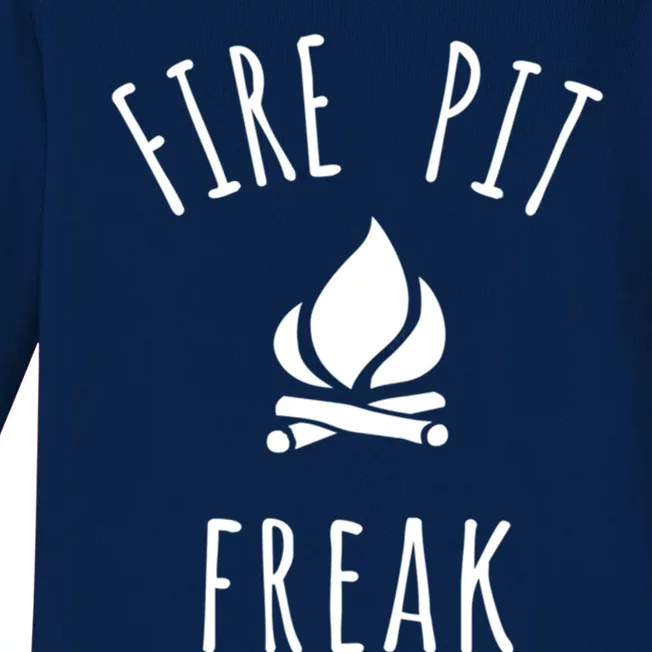 Fire Pit Freak Crazy Funny Gift Idea With Campfire Flames Great Gift Baby Long Sleeve Bodysuit