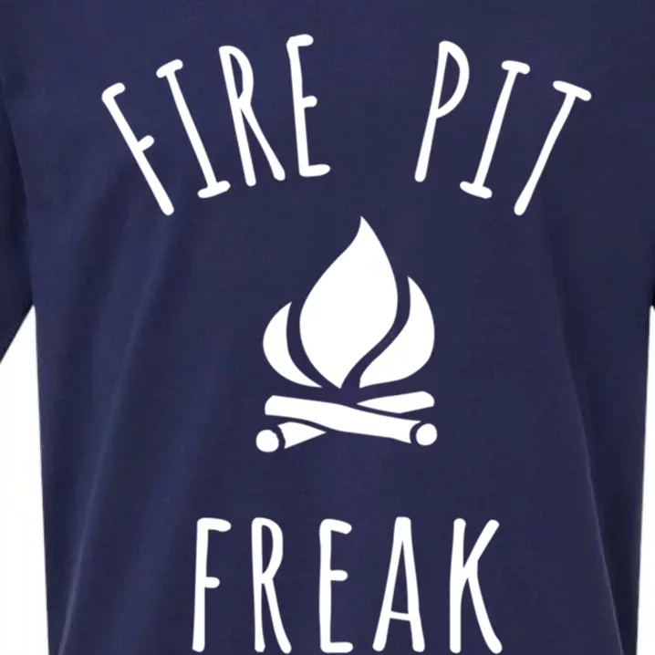 Fire Pit Freak Crazy Funny Gift Idea With Campfire Flames Great Gift Sueded Cloud Jersey T-Shirt