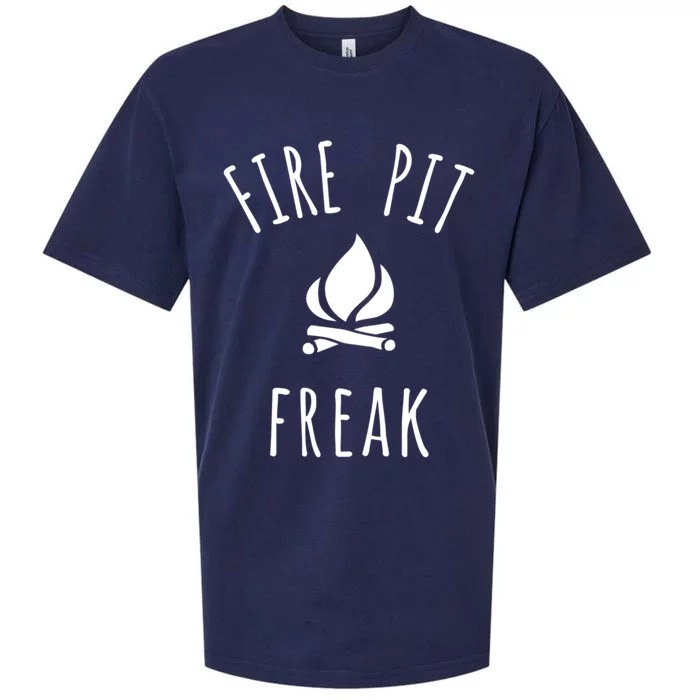 Fire Pit Freak Crazy Funny Gift Idea With Campfire Flames Great Gift Sueded Cloud Jersey T-Shirt