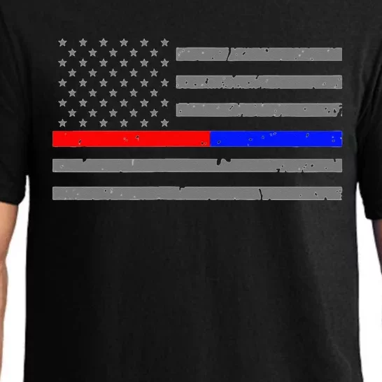 Firefighter Police Flag Thin Red Blue Line Pajama Set