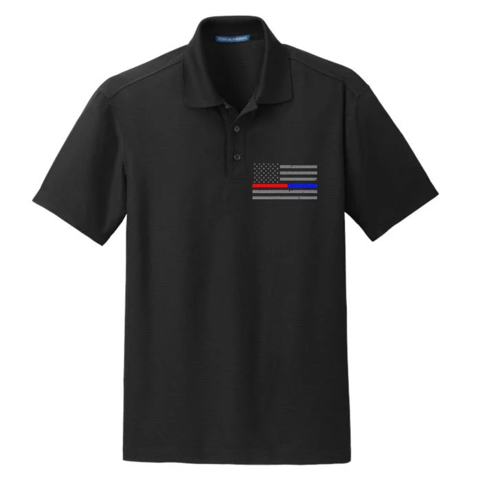 Firefighter Police Flag Thin Red Blue Line Dry Zone Grid Performance Polo