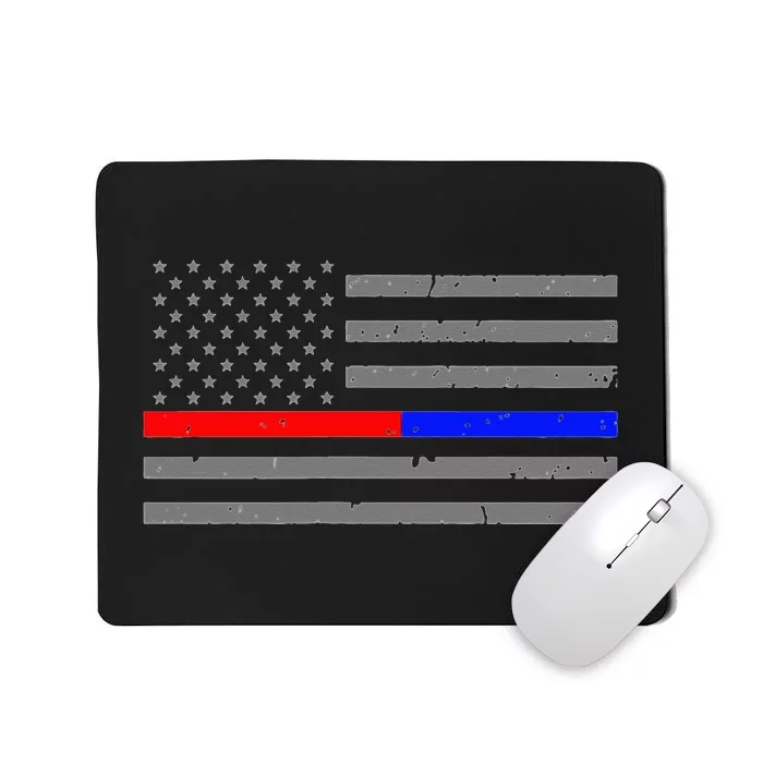 Firefighter Police Flag Thin Red Blue Line Mousepad