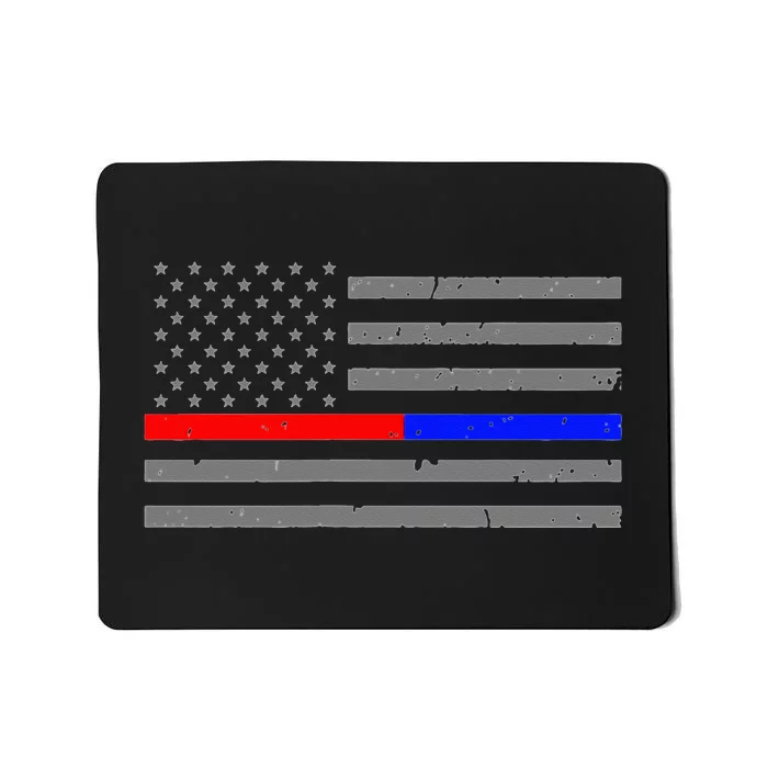 Firefighter Police Flag Thin Red Blue Line Mousepad