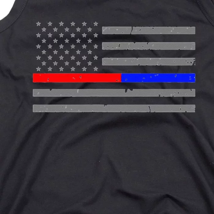 Firefighter Police Flag Thin Red Blue Line Tank Top