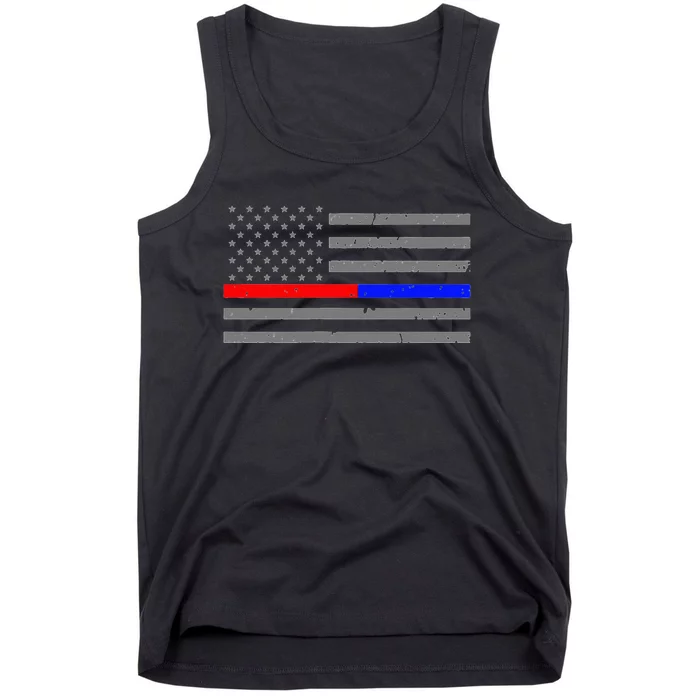 Firefighter Police Flag Thin Red Blue Line Tank Top