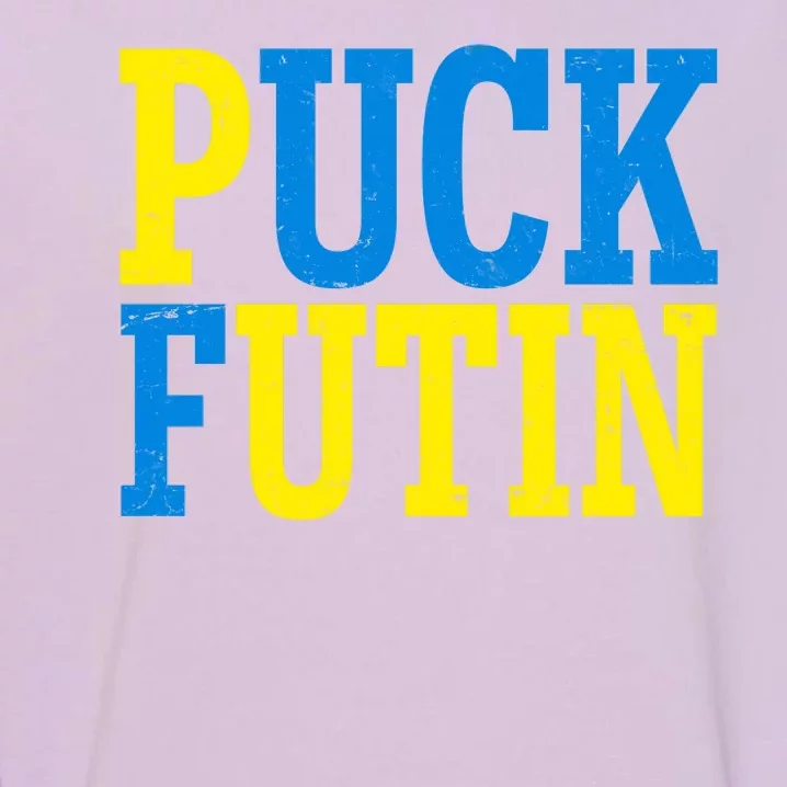 Funny Puck Futin Stand WIth Ukraine Garment-Dyed Sweatshirt