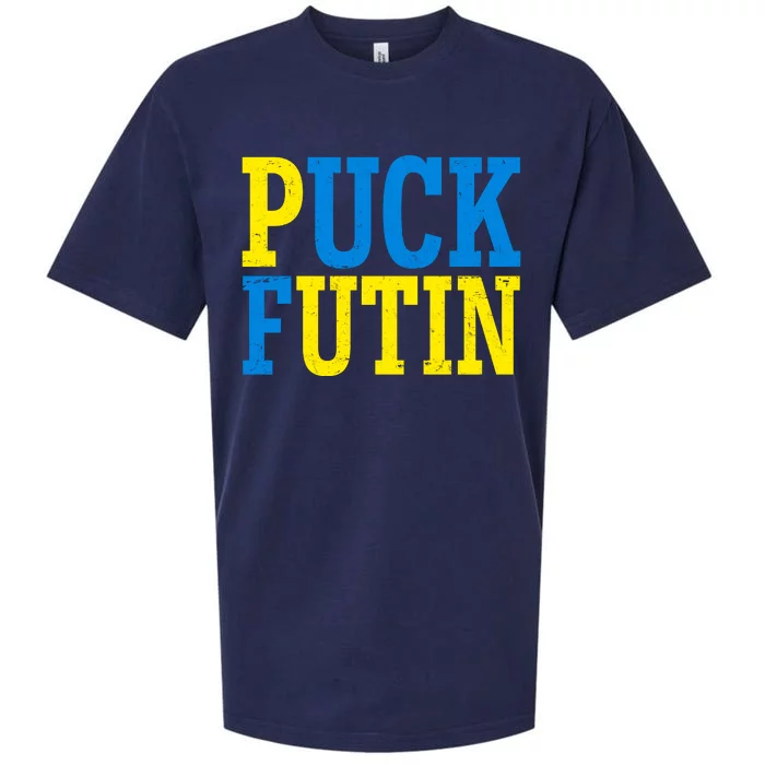 Funny Puck Futin Stand WIth Ukraine Sueded Cloud Jersey T-Shirt