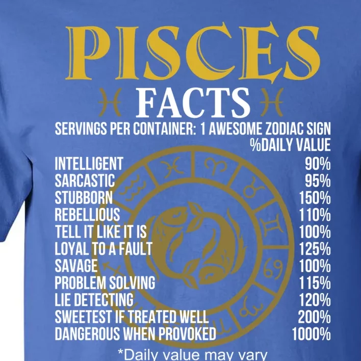 Funny Pisces Facts Awesome Zodiac Sign Birthday Gift Tall T-Shirt