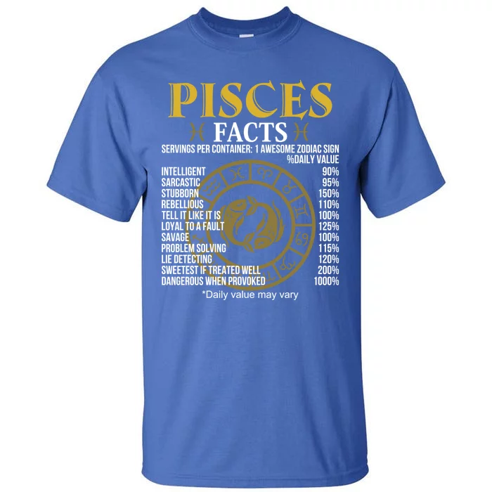 Funny Pisces Facts Awesome Zodiac Sign Birthday Gift Tall T-Shirt