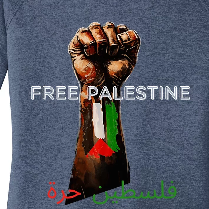 Free Palestine Flag Palestinian Save Gaza Strip Women's Perfect Tri Tunic Long Sleeve Shirt