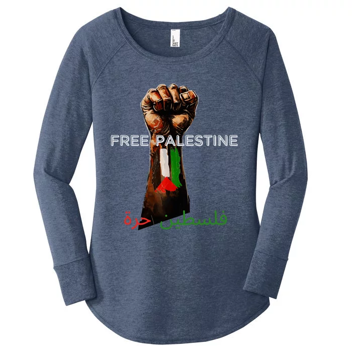 Free Palestine Flag Palestinian Save Gaza Strip Women's Perfect Tri Tunic Long Sleeve Shirt