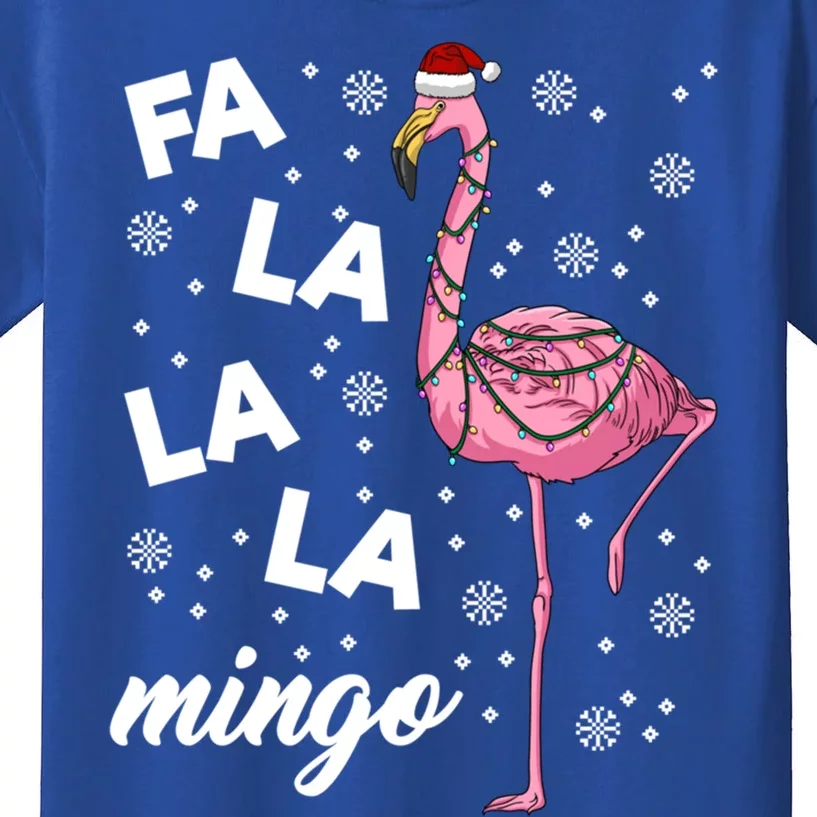 Falalalamingo Pink Flamingo Christmas Lights Santa Flamingo Gift Kids T-Shirt