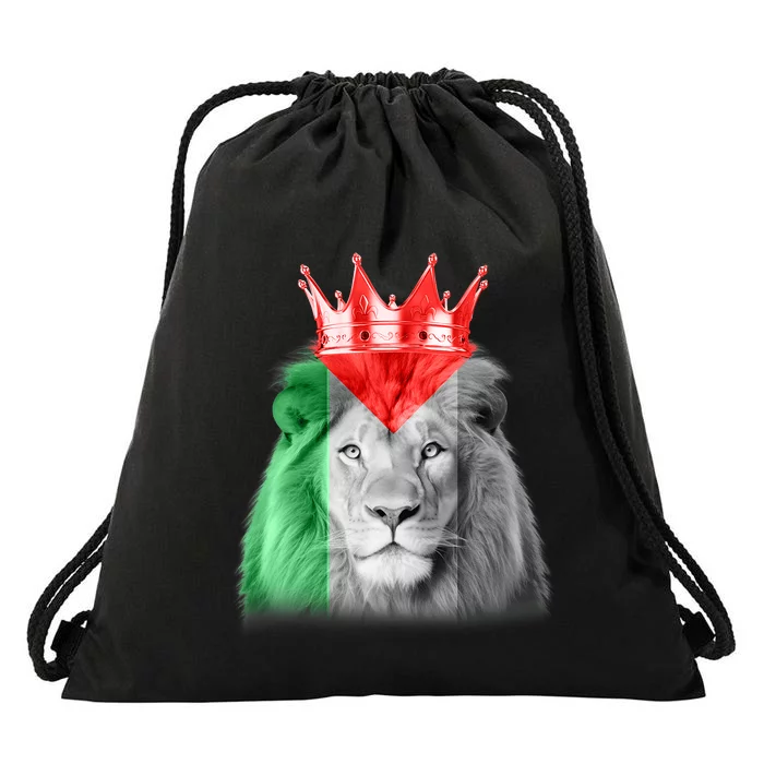 Free Palestine Free Gaza Palestine Flag Palestinian Lion Drawstring Bag