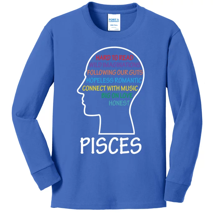 Funny Pisces Facts Birthday Mind Horoscope Gift Kids Long Sleeve Shirt