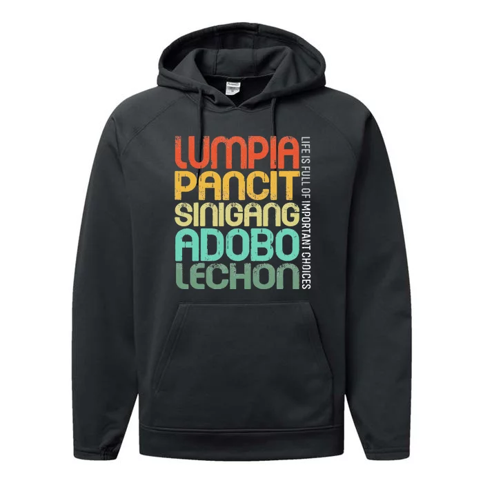 Filipino Philippine Food Lumpia Pancit Sinigang Adobo Lechon Performance Fleece Hoodie