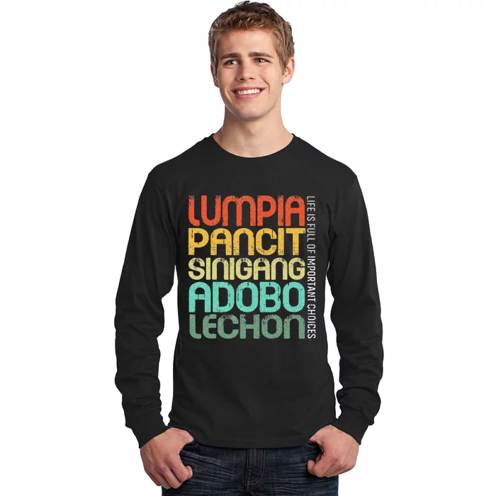 Filipino Philippine Food Lumpia Pancit Sinigang Adobo Lechon Long Sleeve Shirt