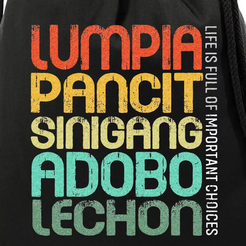 Filipino Philippine Food Lumpia Pancit Sinigang Adobo Lechon Drawstring Bag